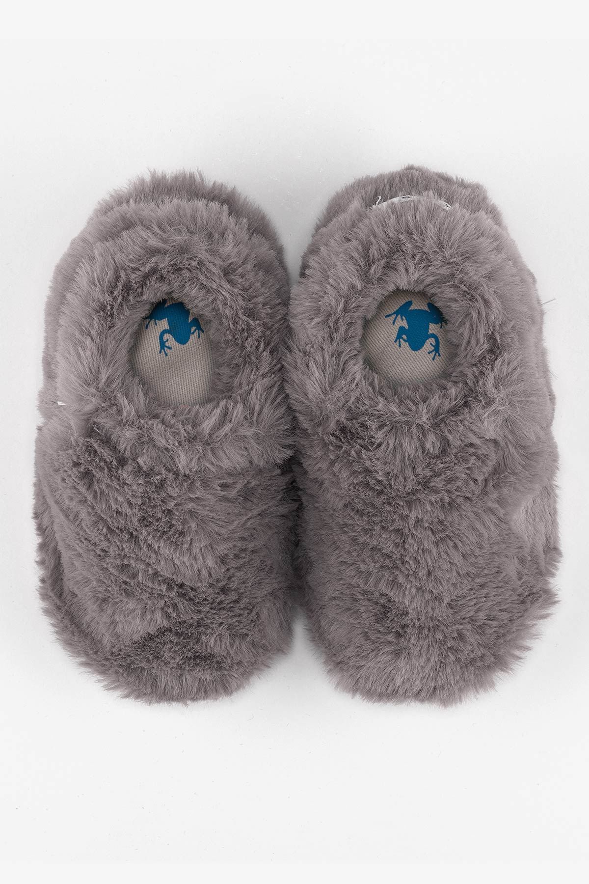 Hopfrög Kids - Furry Furry Gri Kürk Barefoot Patik