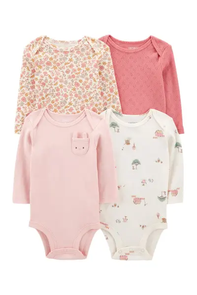 Carters Kız  Bebek Uzun Kollu 4lü Body