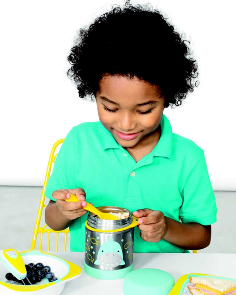 Skip Hop Paslanmaz Çelik Mama Saklama ve Taşıma Termosu Köpek Balığı 2 Parça Set