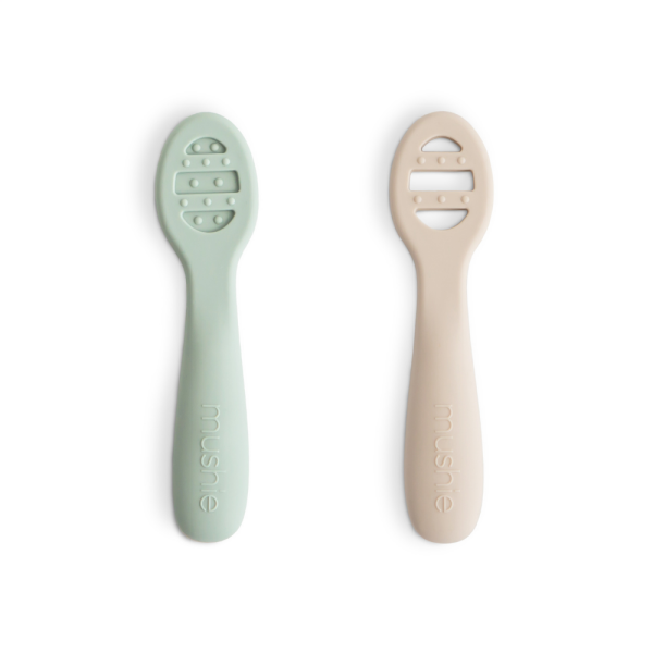 Mushie İlk Beslenme Kaşık Seti - Cambridge Blue/Shifting Sand