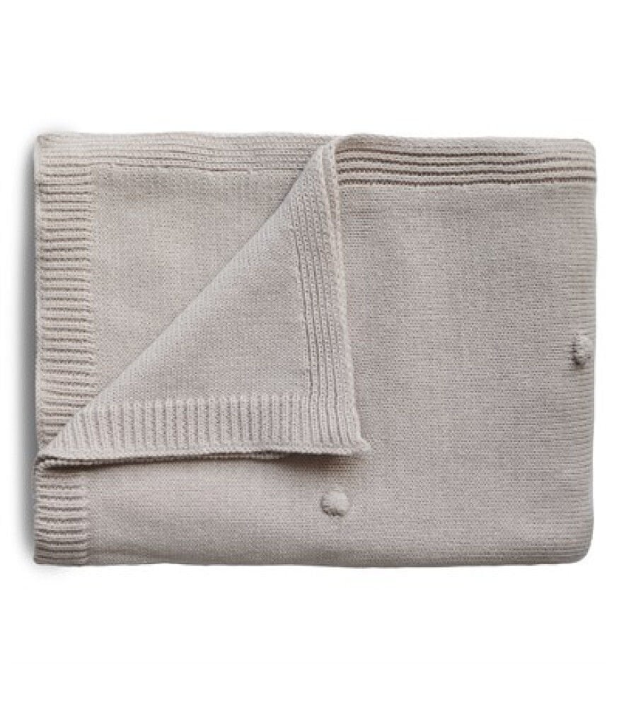 Mushie Organik Pamuk Bebek Battaniyesi - Textured Dots Off White Melange