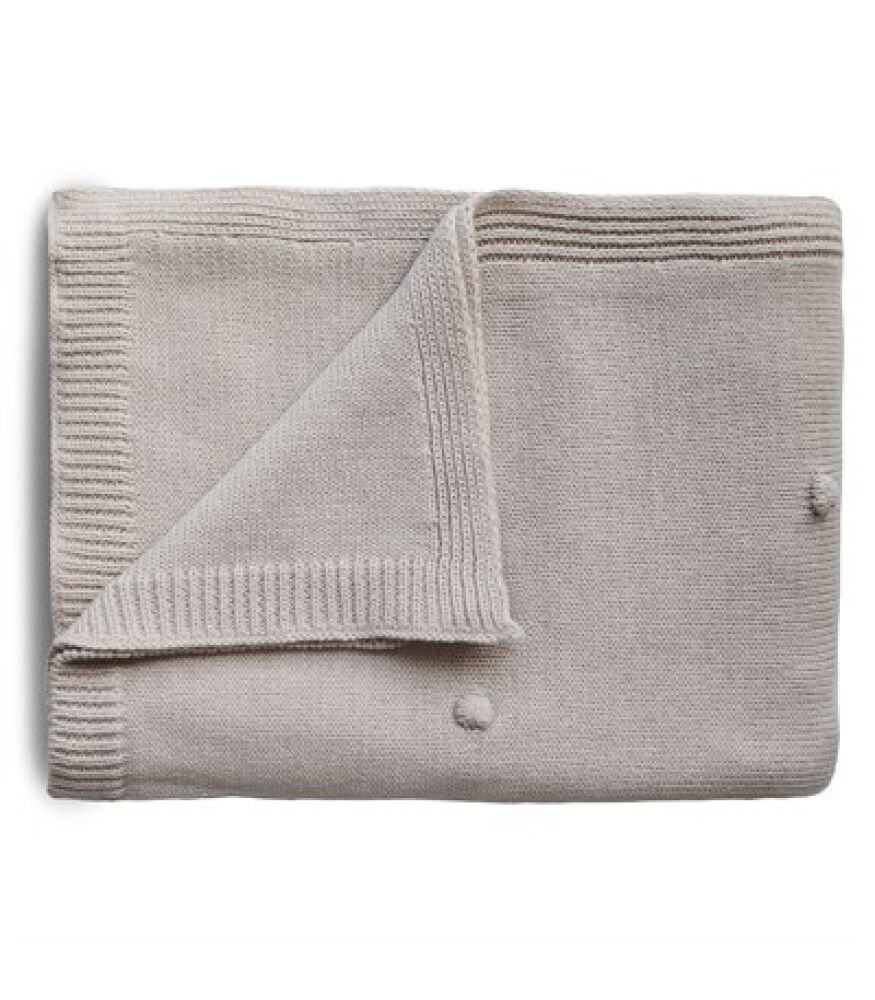 Mushie Organik Pamuk Bebek Battaniyesi - Textured Dots Off White Melange