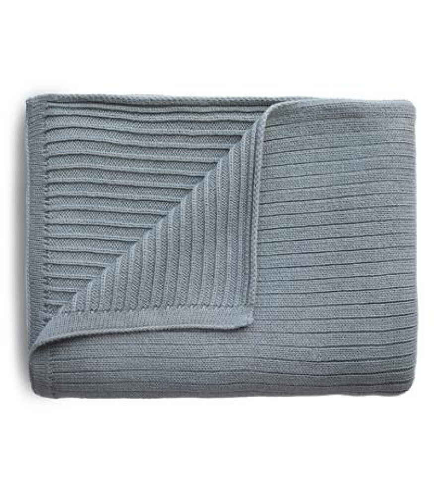 Mushie Organik Pamuk Bebek Battaniyesi - Ribbed Smoke