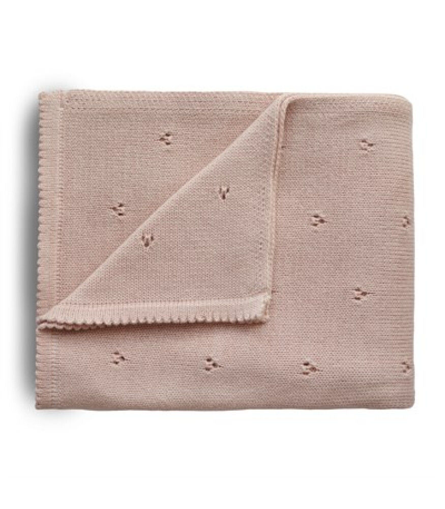 Mushie Organik Pamuk Bebek Battaniyesi - Pointelle Blush