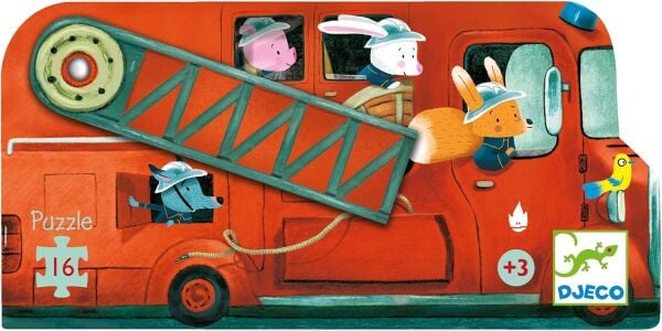 Djeco Dekoratif Puzzle 16 Parça The Fire Truck DJ0
