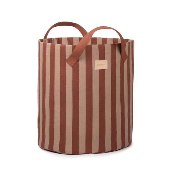 Nobodinoz Majestic Toy Bag - Marsala Taupe Stripes