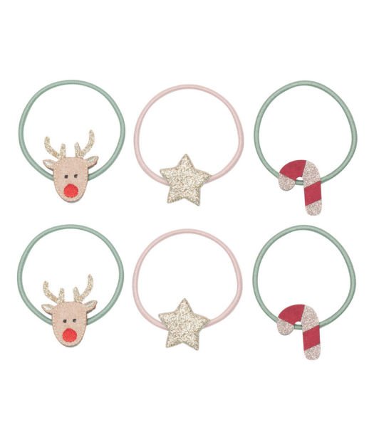 Mimi & Lula Lastik Saç Toka Set (6 Adet) - Christmas