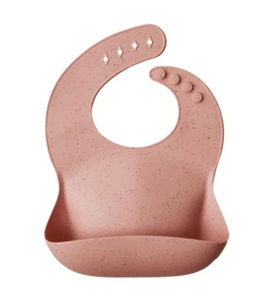 Mushie Silikon Mama Önlük - Peach Terrazzo