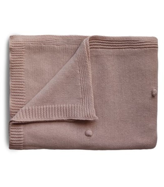 Mushie Organik Pamuk Bebek Battaniyesi - Textured Dots Blush