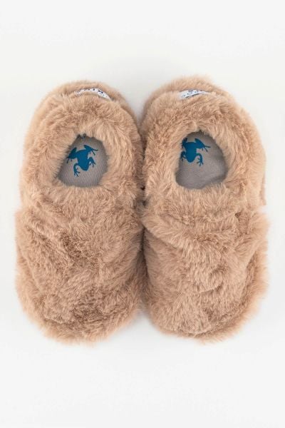Hopfrög Kids - Furry Furry Bej Kürk Barefoot Patik