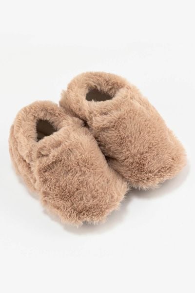 Hopfrög Kids - Furry Furry Bej Kürk Barefoot Patik