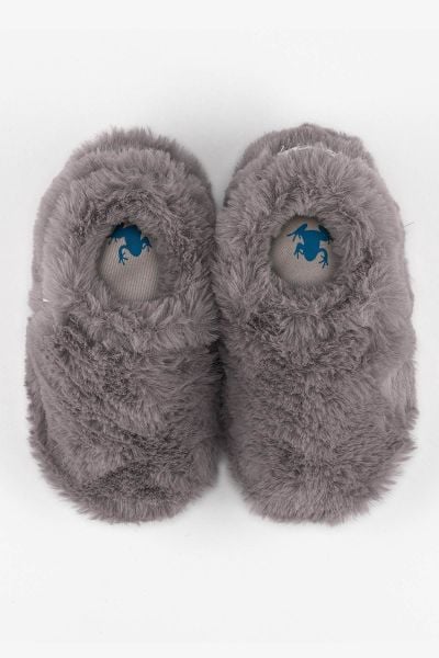 Hopfrög Kids - Furry Furry Gri Kürk Barefoot Patik