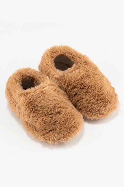 Hopfrög Kids - Furry Furry Kestane Kahverengi Kürk Barefoot Patik