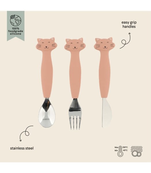 Trixie Silikon Çatal Bıçak Kaşık Takımı - Mrs. Cat